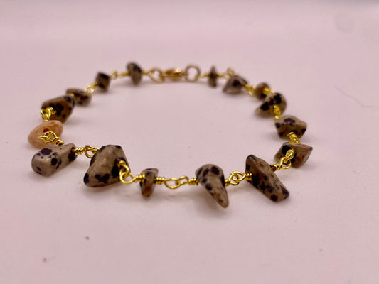 Gold Plated Dalmatian Jasper Bracelet (1)