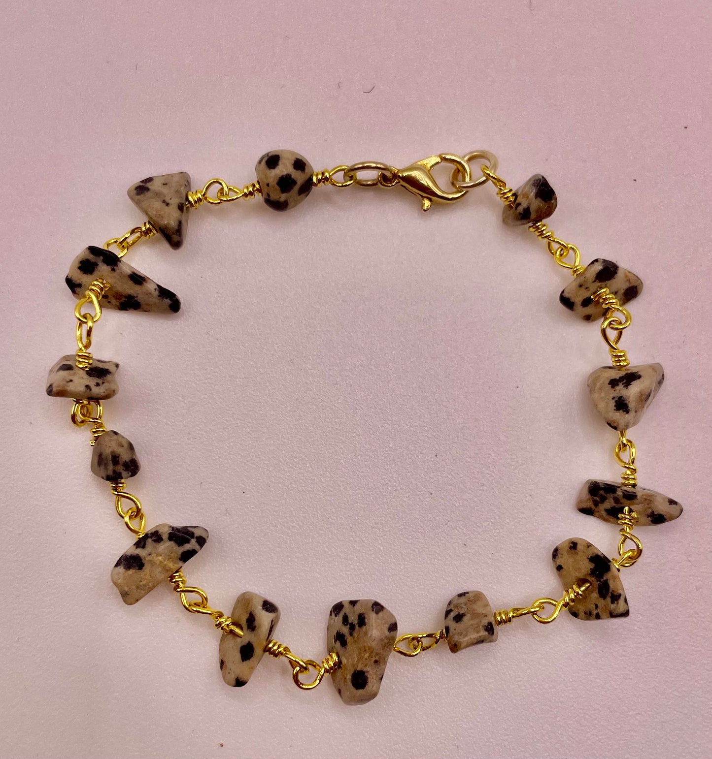 Gold Plated Dalmatian Jasper Bracelet (2)