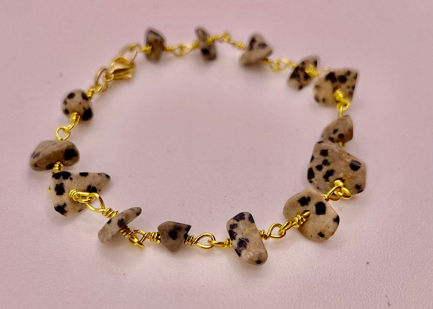 Gold Plated Dalmatian Jasper Bracelet (2)