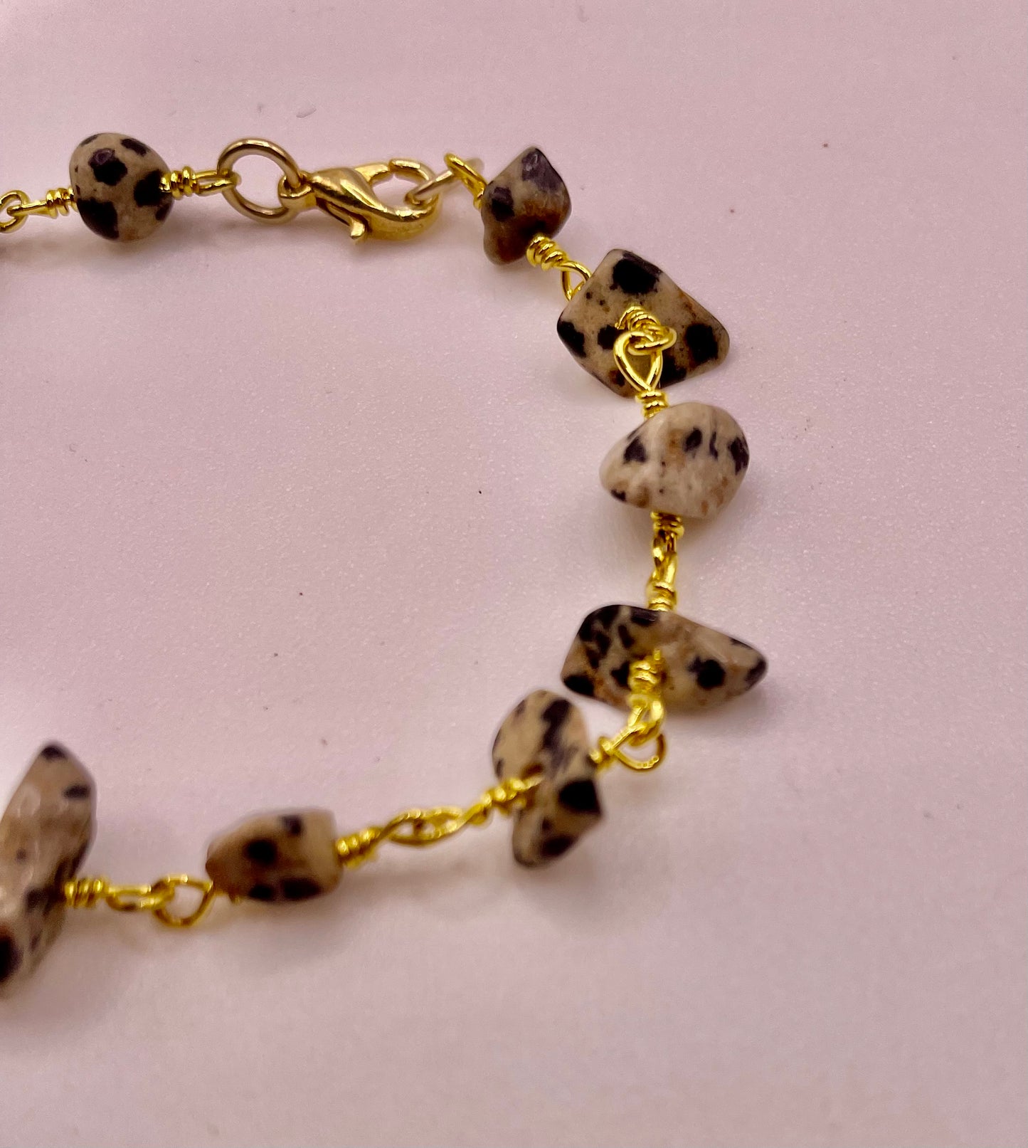 Gold Plated Dalmatian Jasper Bracelet (2)